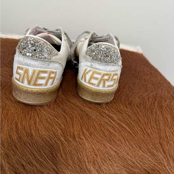 Golden Goose Ball Star Sneakers White Leather/canvas, Gold Star/Soles, Glitter - Picture 3 of 12